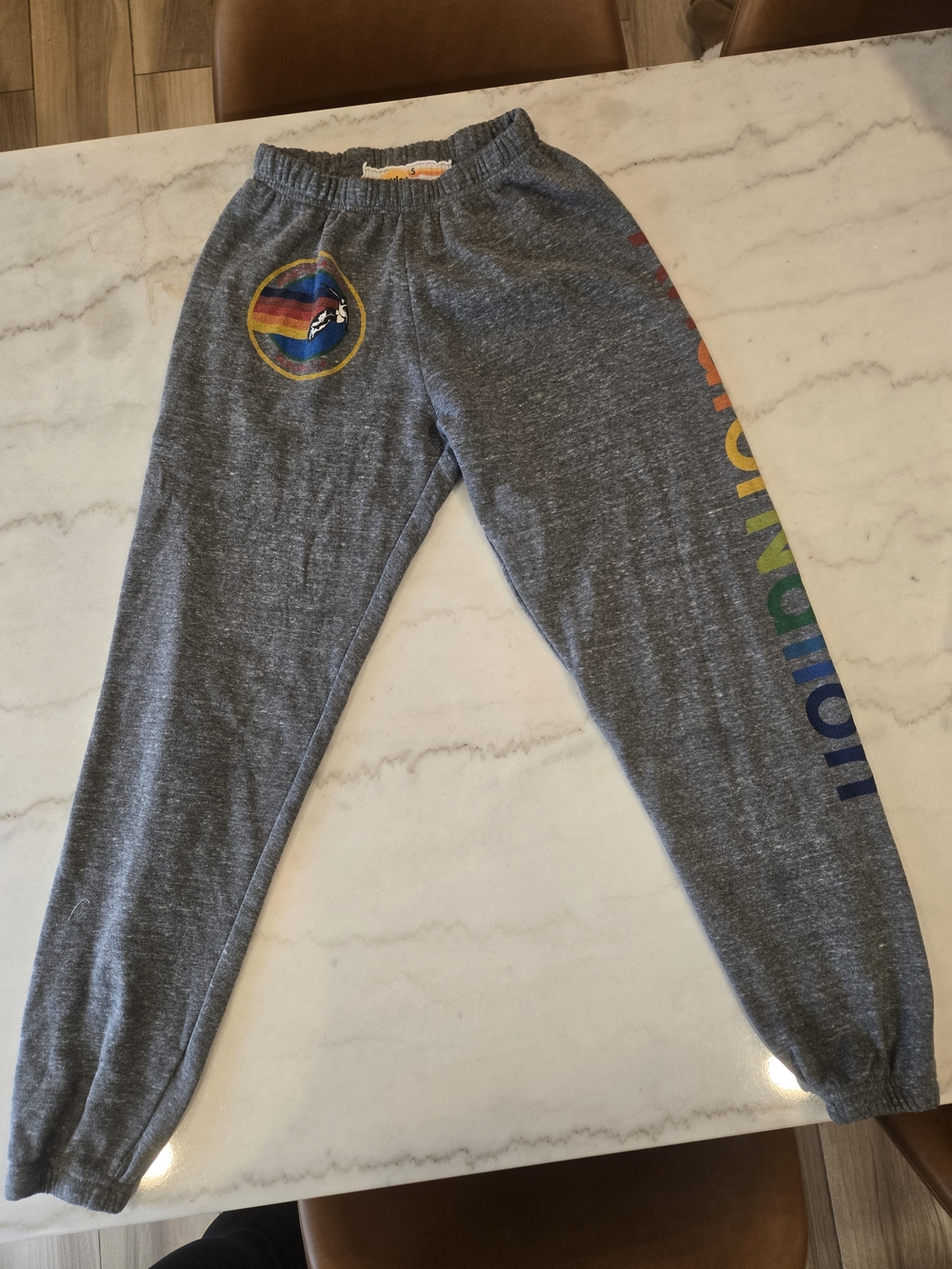 Grey Kids Sweatpants with Rainbow Accent